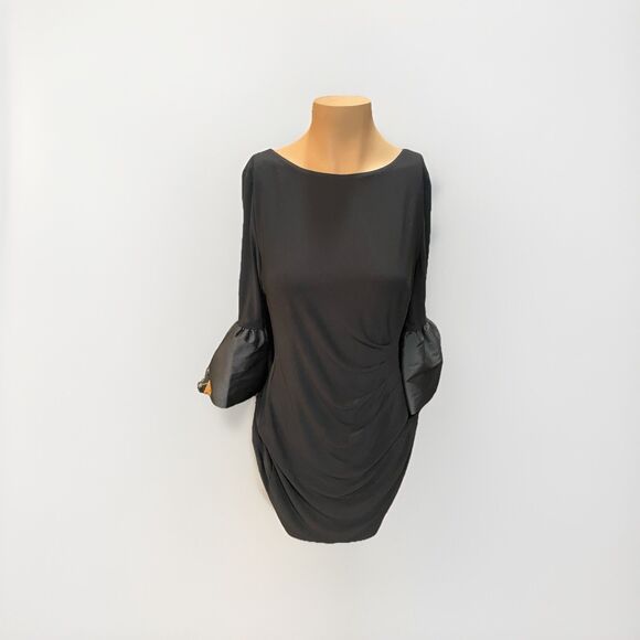 Lauren Ralph Lauren Bell Cuff Black Shift Midi Dress Size 8 - Picture 1 of 9